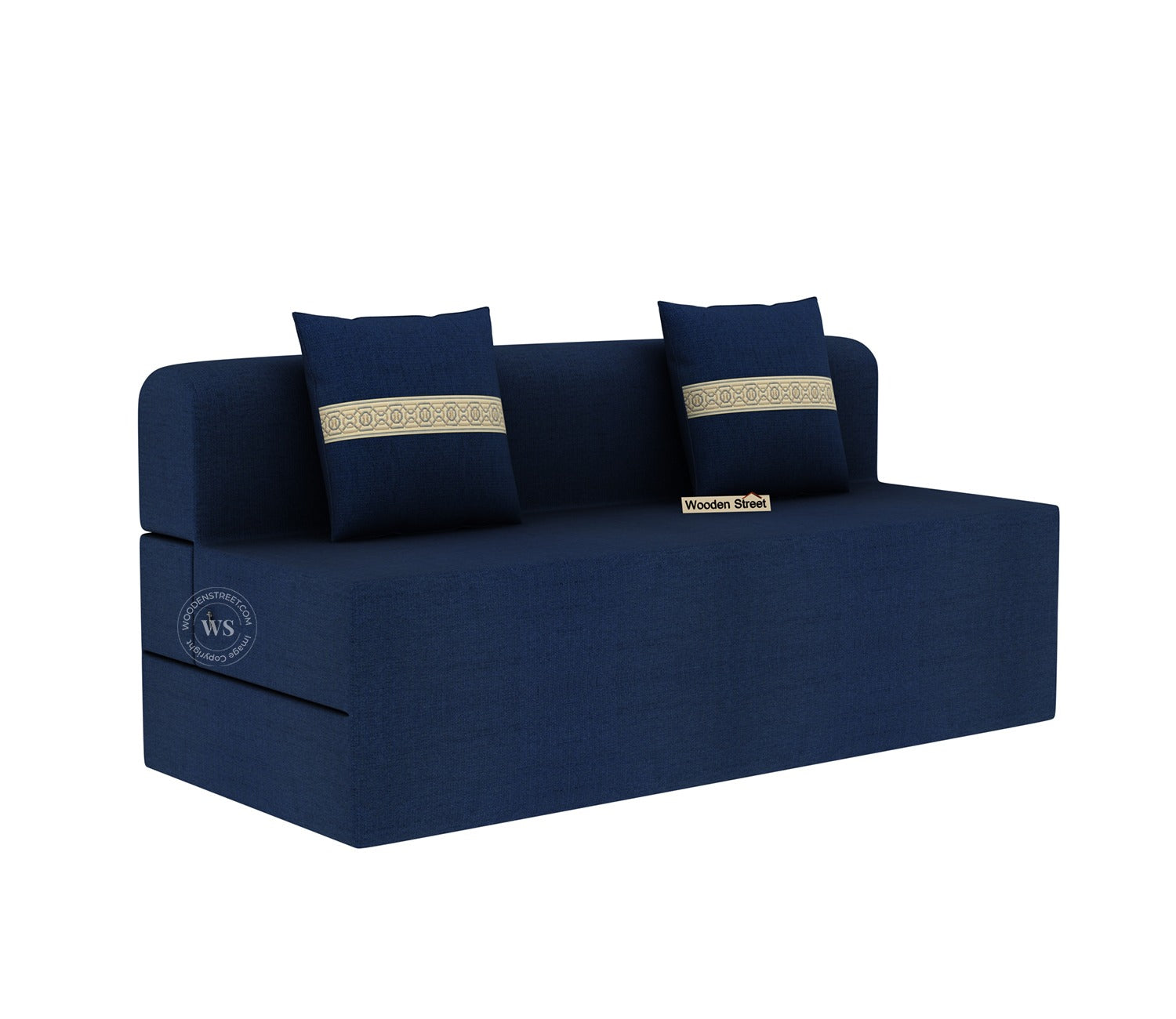 Voltz Fabric Sofa Cum Bed (72 x 72 Inch, Azure Blue)
