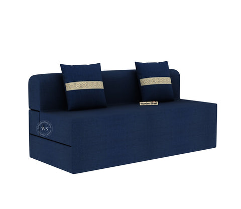 Voltz Fabric Sofa Cum Bed (72 x 72 Inch, Azure Blue)
