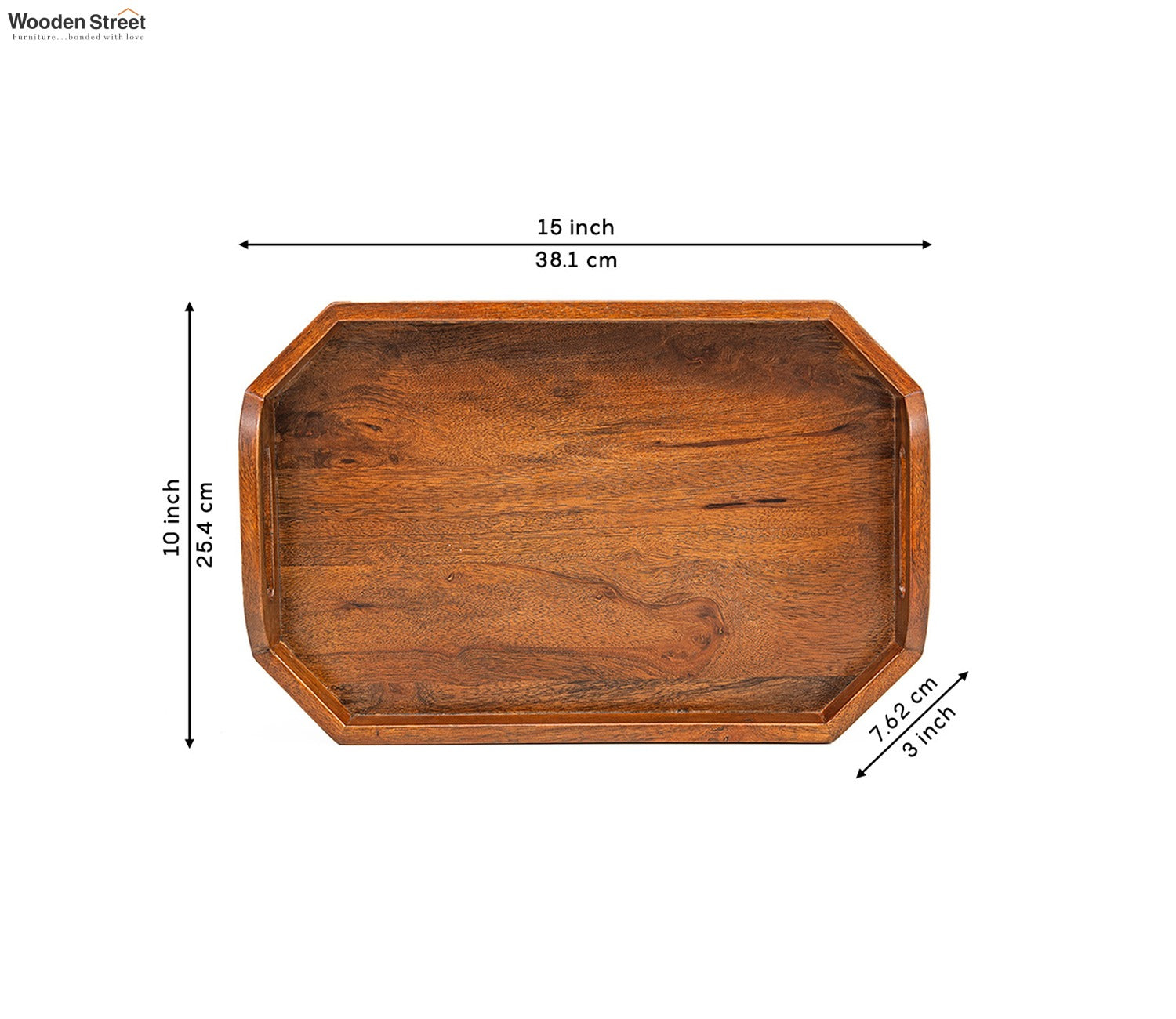 Cosmos Mango Wood Handcrafted Octagonal Serving Tray (Medium)