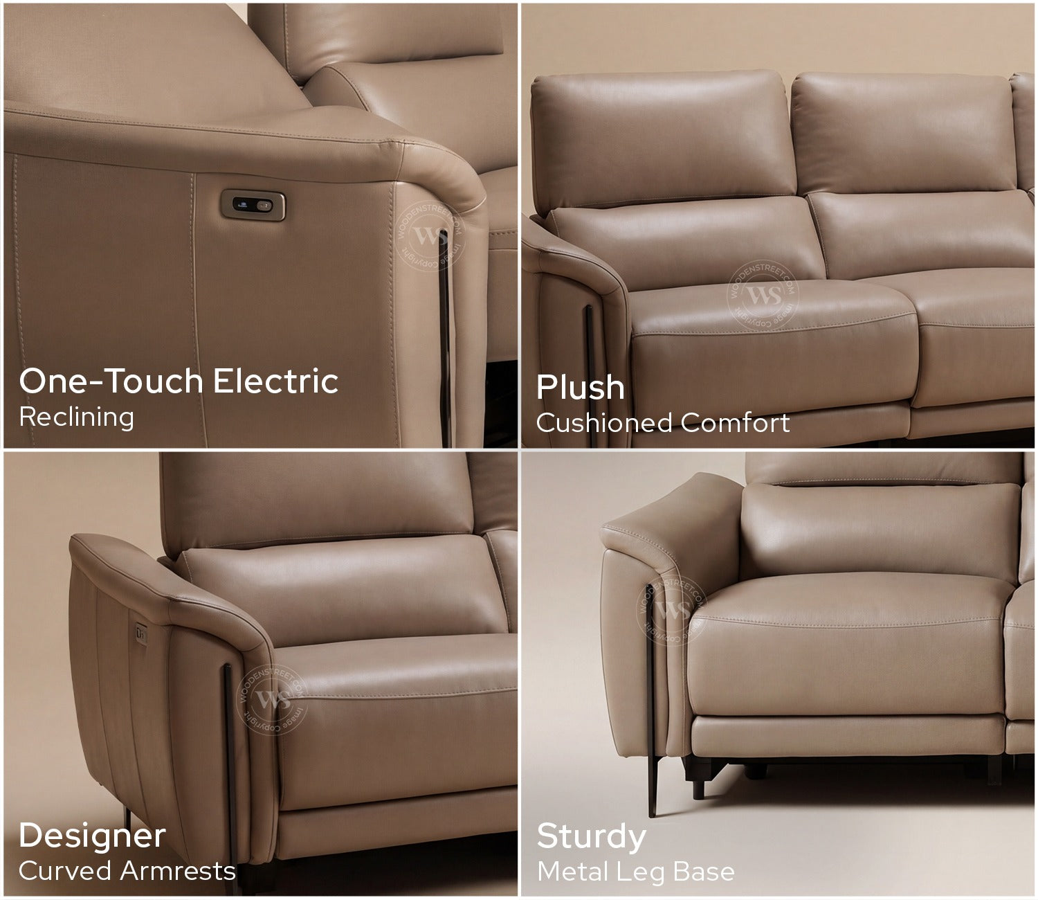 Dennis Luxe Electric Recliner 3+2 Seater Sofa (Urban Beige)