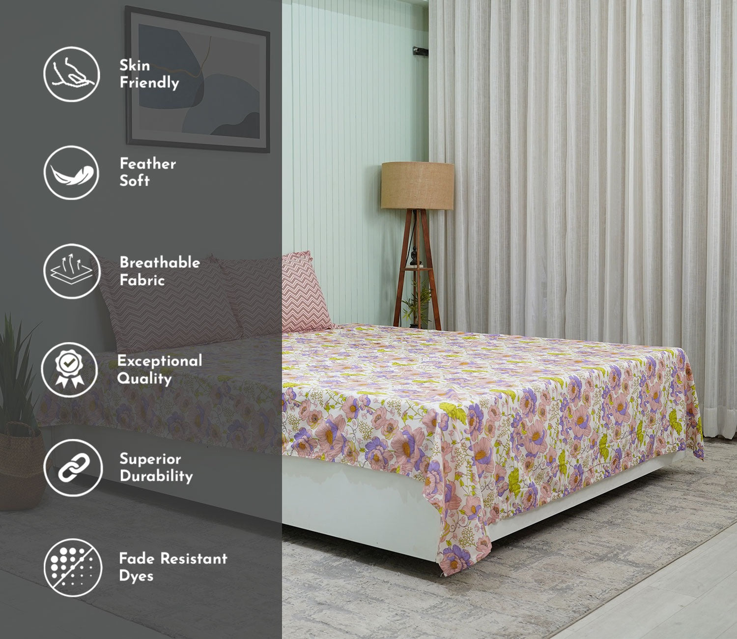 Ellen Moments Queen Size Bedsheet (Pink)