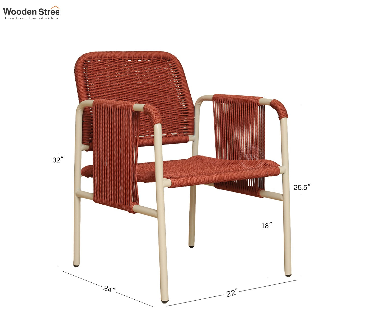 Corsica Rope Woven 2 Seater Outdoor Set with Coffee Table (Brick Red)