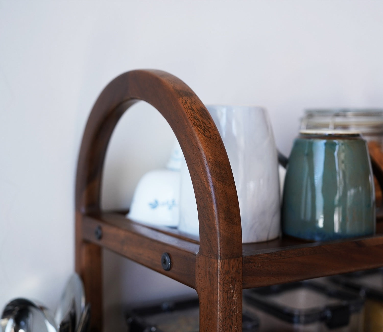 Arika Solid Wood Kitchen Rack (Teak Finish)