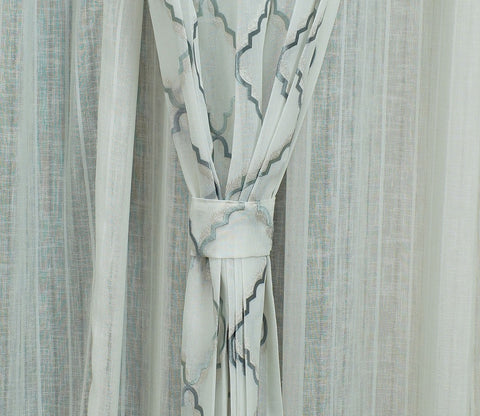 Cobalt Chain 1 Piece Sheer Curtain (Blue, 7 Feet)