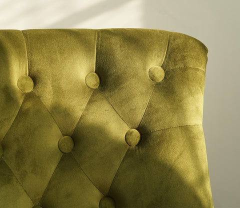 Thrace Lounge Chair (Velvet, Dark Olive Green)