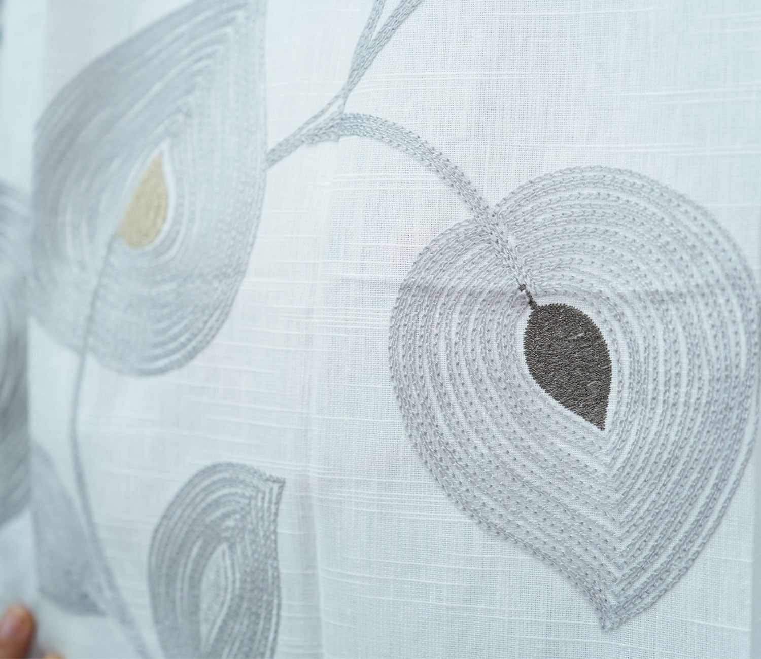 Dual Leaf Sheer Door Curtains Set of 2 (Grey, 7 Feet)