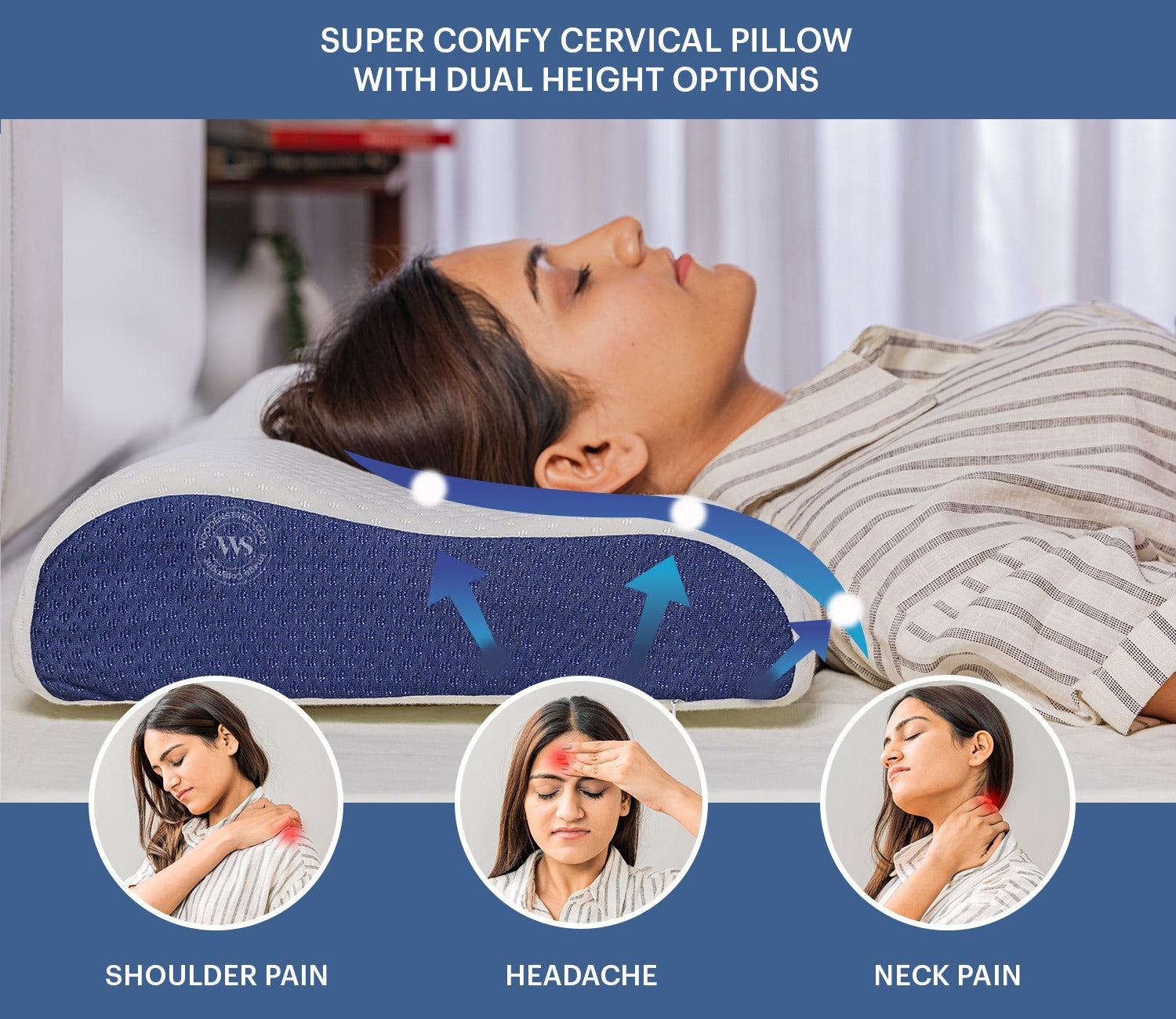 Seleno Memory Foam Cervical Pillow (Large Size)
