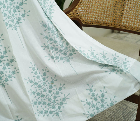 Jacquard Tree 1 Piece Sheer Curtain (Blue, 7 Feet)