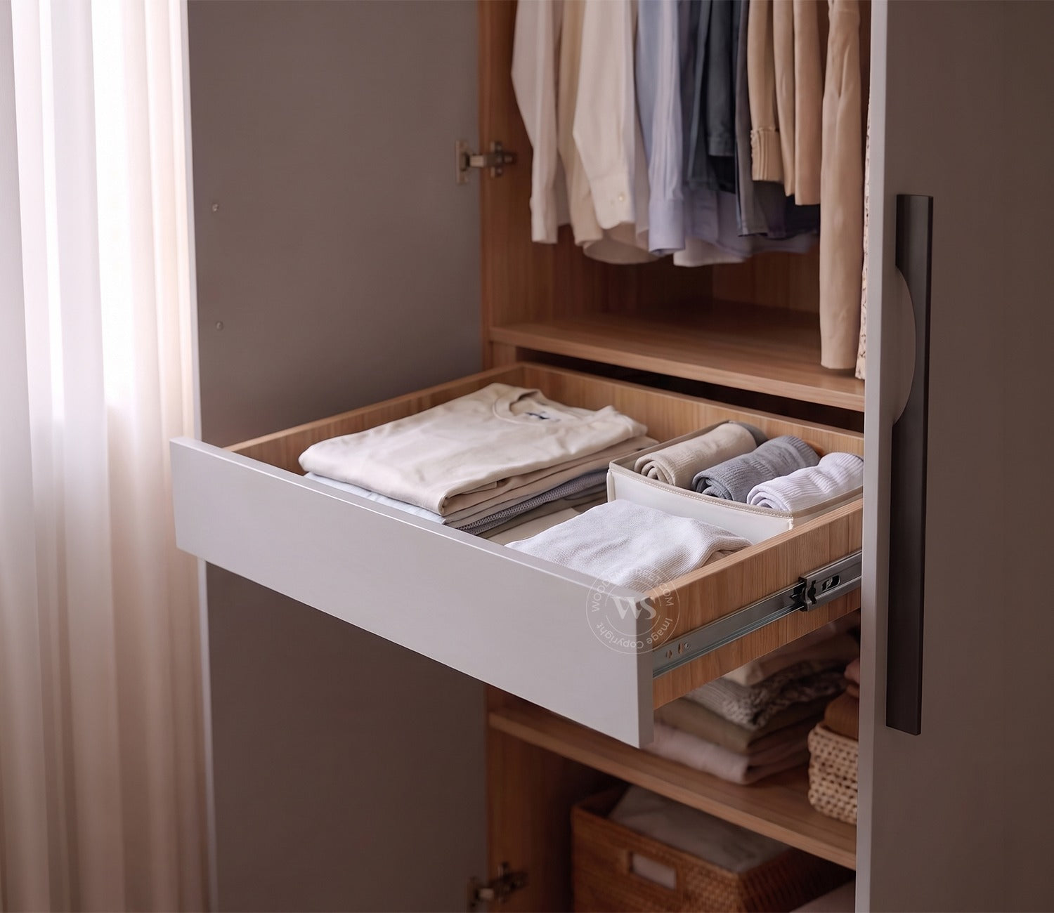Vespera Engineered Wood Four Door Wardrobe (Gothic Grey, Classic Oak Finish)