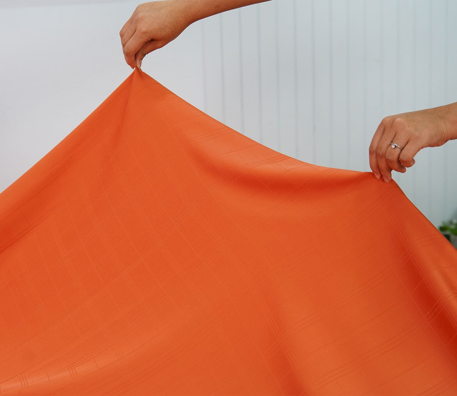 Dobby Checks Organic Bamboo 300 TC 2 Pillowcases and 1 Fitted Bedsheet (Orange, King Size)