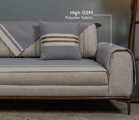 Elegance Essence Blue Mist Plain 3 Seater Sofa Cover -  Set of 8