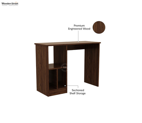 Atom Engineered Wood Study Table With Sectioned Shelf Storage (Columbian Walnut Finish)