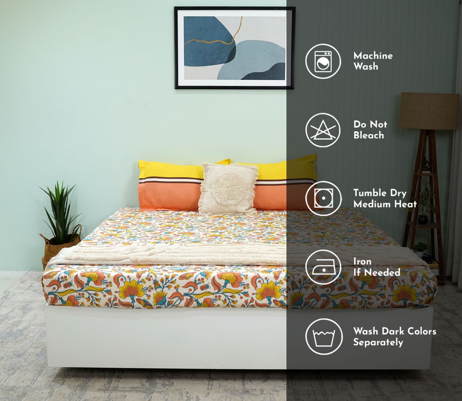 Pernia Moments Queen Size Bedsheet (Orange)