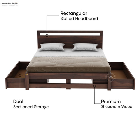 Bacon Bed With Storage (King Size, Walnut Finish)