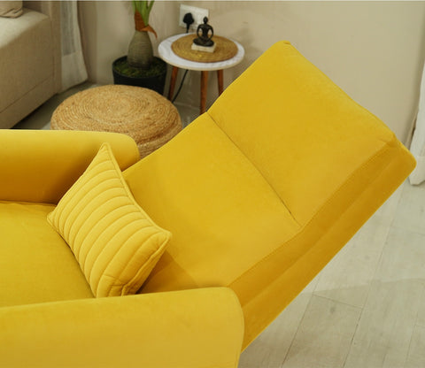 Nivaan Suede Rocking Revolving Motorized Recliner R3 (Yellow)