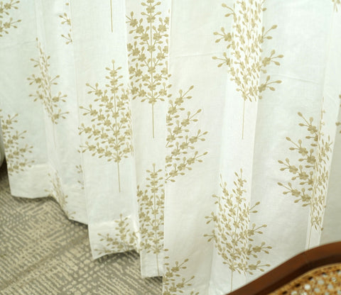 Jacquard Tree 1 Piece Sheer Curtain (Beige, 7 Feet)