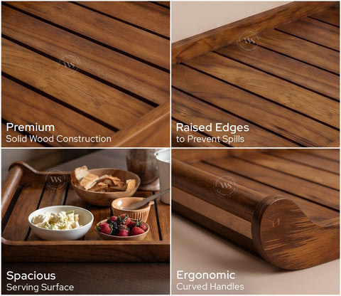 Cruiser Mango Wood Handcrafted Rectangular Serving Tray (Set of 2)
