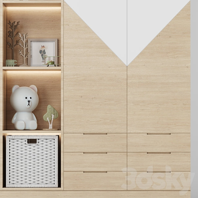 Trueliving 5 Cabinet Open White wardrobes Laminated Finish & PU Finish 8Ft *2Ft *9Ft -2438.4MM X 609MM X 2743.2MM)