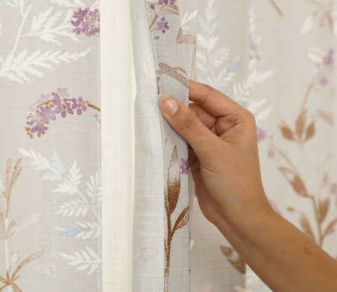 Fossil Daisy Uplands Floral Print Light-Filtering Door Curtains Set of 2 (Beige, 7 Feet)