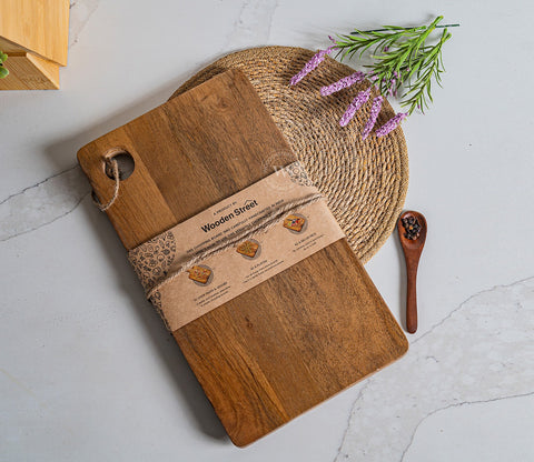 Ridge Natural Mango Wood Handcrafted Non Slip Chopping Board for Kitchen