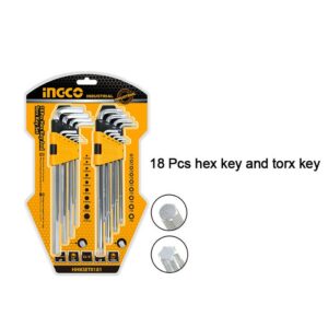Truliving_Allen Keys & Sets-Hand Tools & Hardware-Tools & Hardware-INGCO 18 Pcs Hex Key And Torx Key Set HHKSET0181 | 1.5-10mm