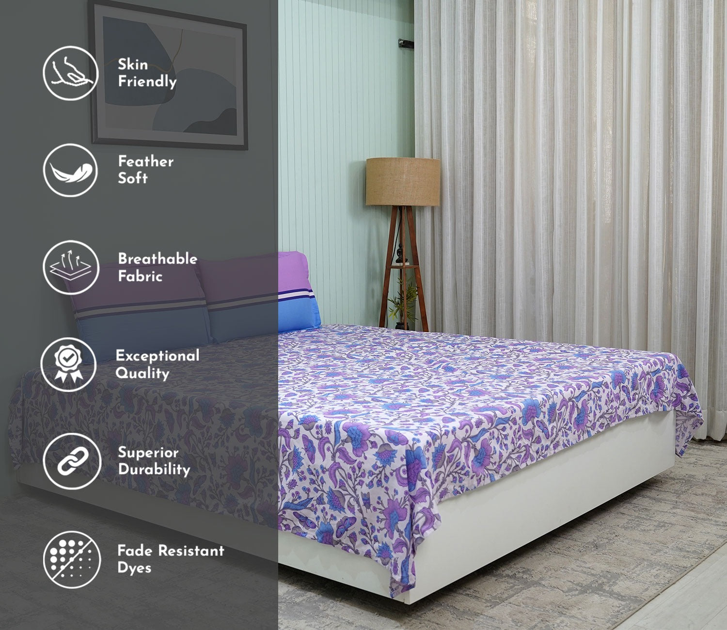 Pernia Moments Queen Size Bedsheet (Purple)