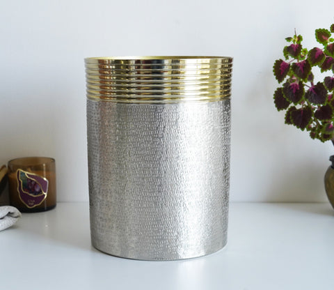 Neysa Hammered Gold and Silver Waste Bin