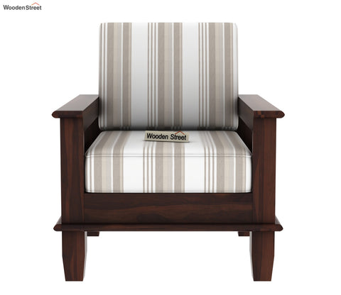 Quartz Printed Fabric Wooden Sofa Chair (Walnut Cream Stripe)
