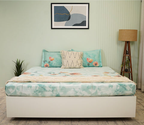 Rosemary Flat Cotton Bed Sheet King Size with 2 Pillow Covers