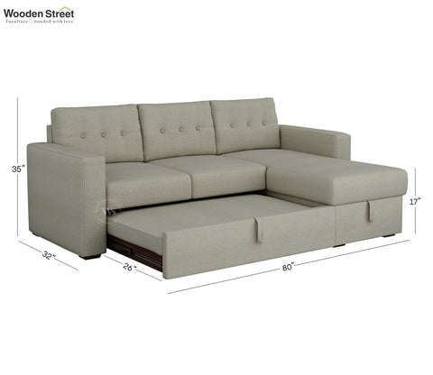 Alfonso Right Aligned Convertible Sofa Cum Bed (Cottage Ivory)