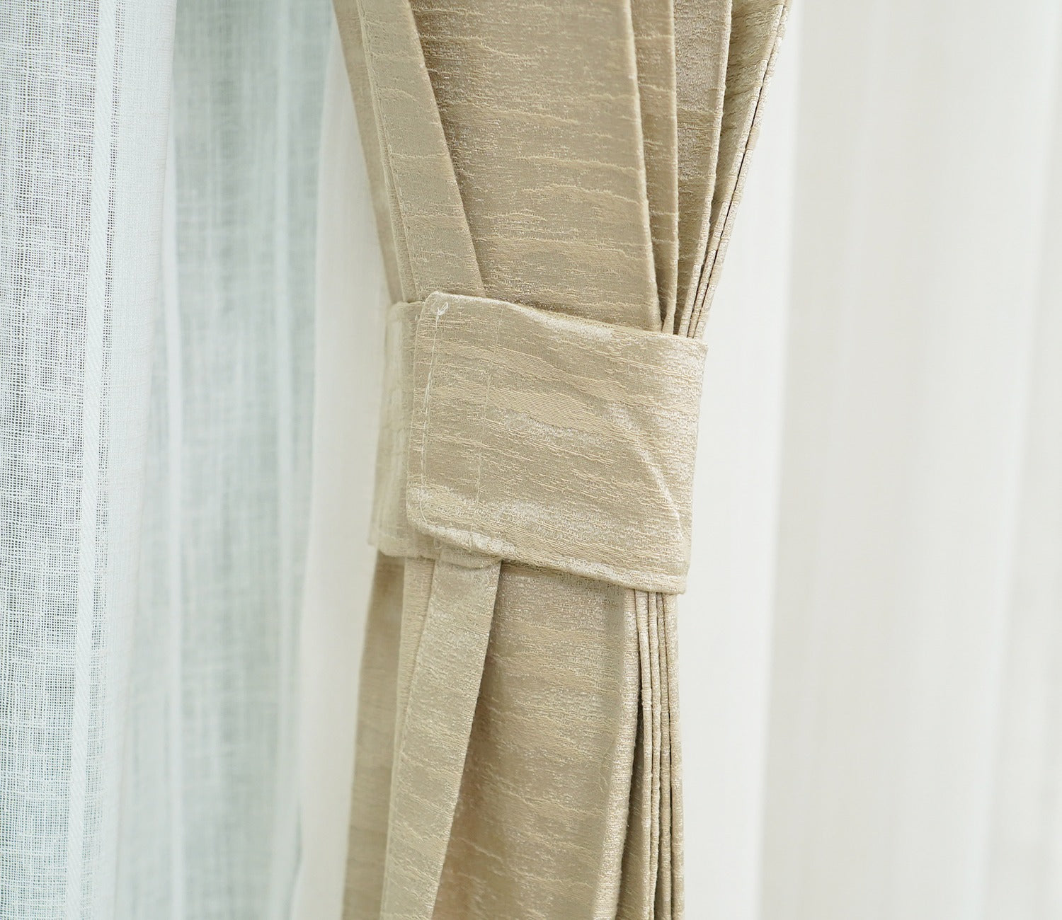 Solid Beige Light-Filtering Door Curtains Set of 2 (Beige, 7 Feet )