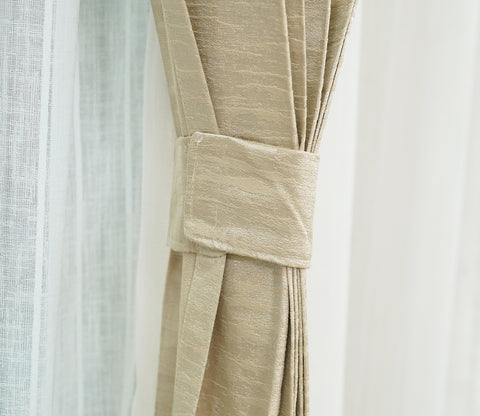 Solid Beige Light-Filtering Door Curtains Set of 2 (Beige, 7 Feet )