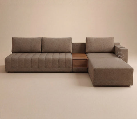 Oasis L-Shape Right Aligned Sectional Sofa (Sand Brown)