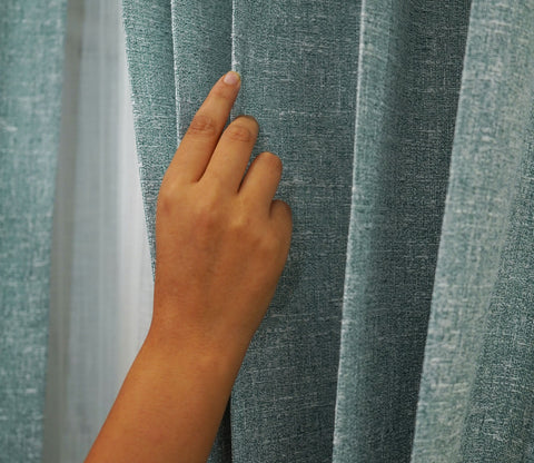 Solid Textured 1 Piece Light-Filtering Curtain (Blue, 7 Feet)