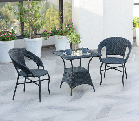 Milano Wicker Outdoor Garden Chairs -Set of 2 (Black)
