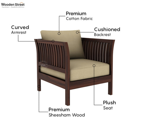 Raiden 1 Seater Wooden Sofa (Walnut Irish Cream)