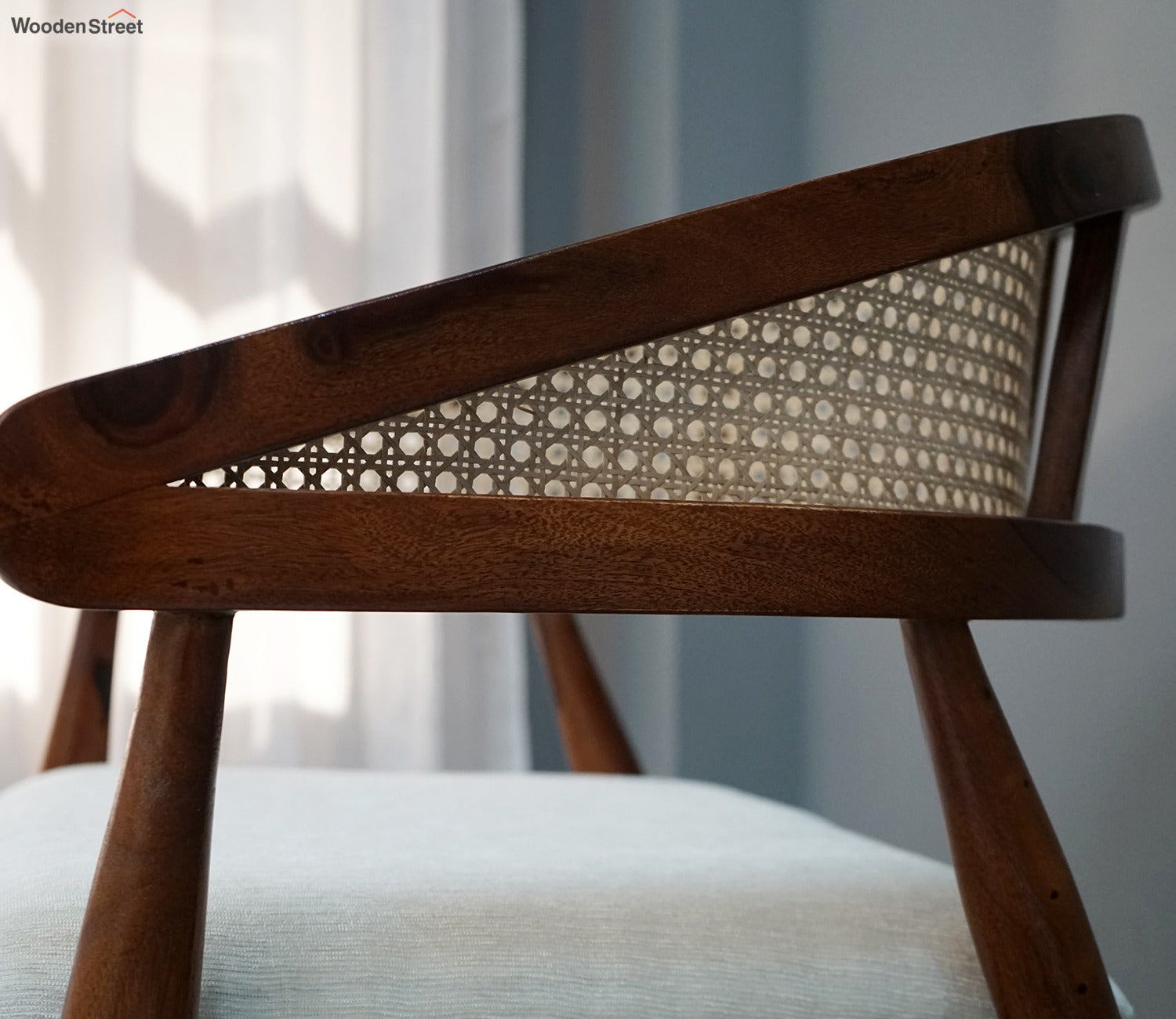 Alexia Curved Arm Chair with Cane (Honey Finish)