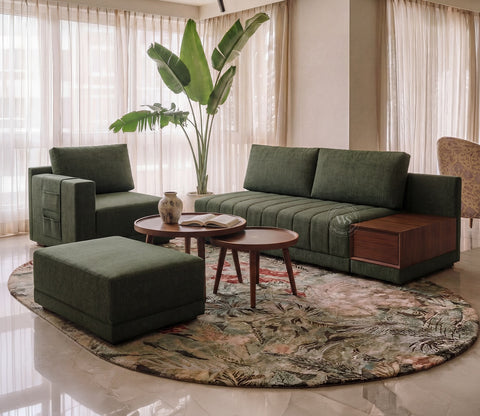 Oasis L-Shape Left Aligned Sectional Sofa (Sage Green)