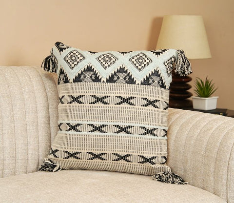 Abstract Black Embroided Cushion Cover-18 x 18