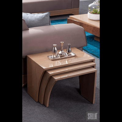 Trueliving Wood Brown Table Stool (Stool H 18 x W 16 x D 14)