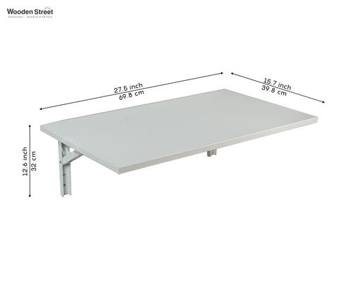 Stanko Foldable Wall Mounted Engineered Wood Study Table (Frosty White Finish)