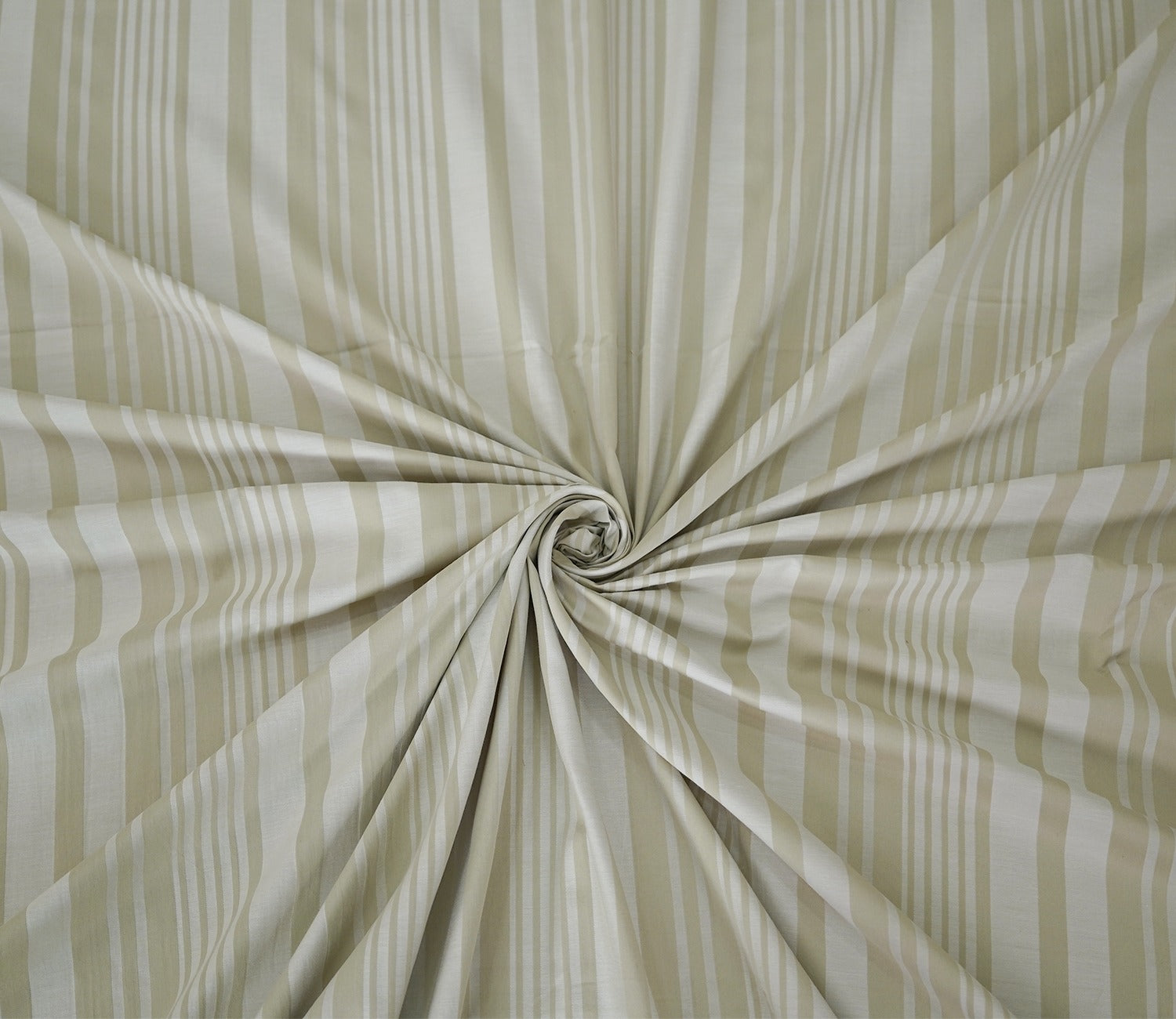 Thin Stripe 290 TC Flat Pure Cotton King Size Bedsheet With 2 Pillow Covers (Cream)