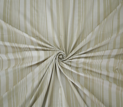 Thin Stripe 290 TC Flat Pure Cotton King Size Bedsheet With 2 Pillow Covers (Cream)