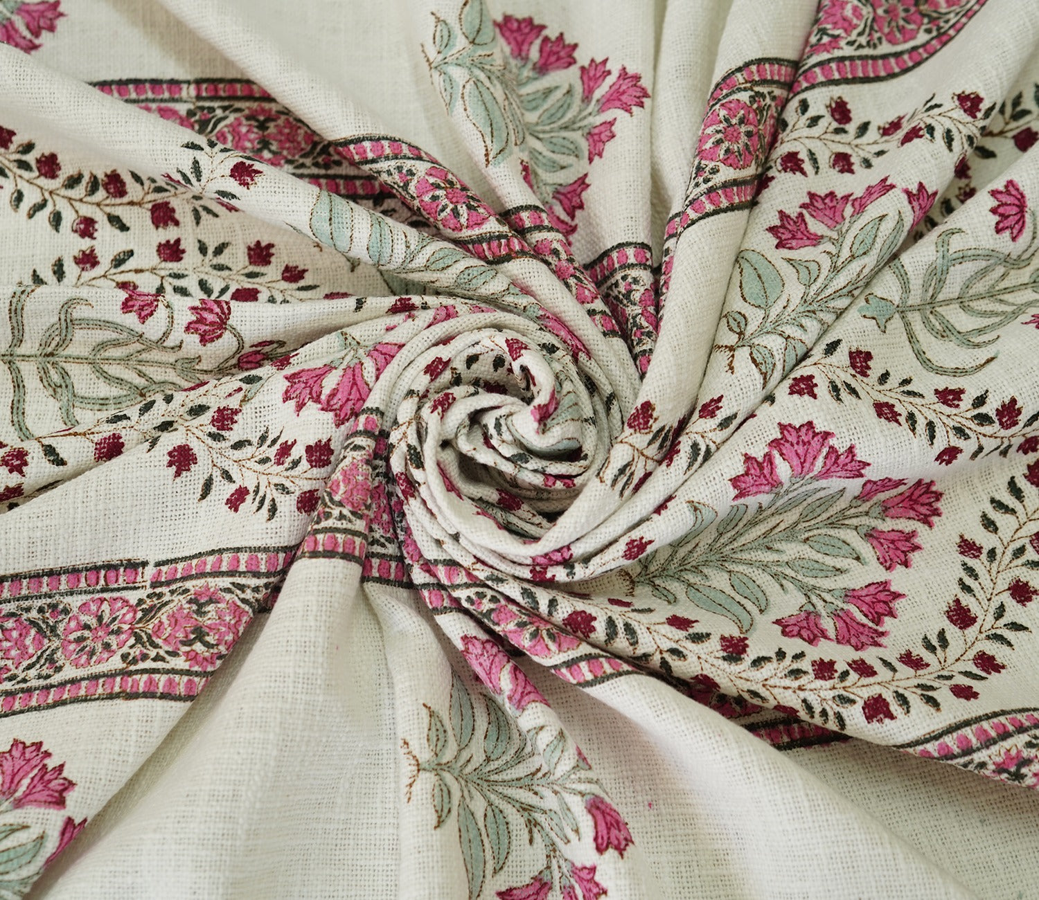 Modish Floral Printed Handloom Cotton Double Bed Cover King Size