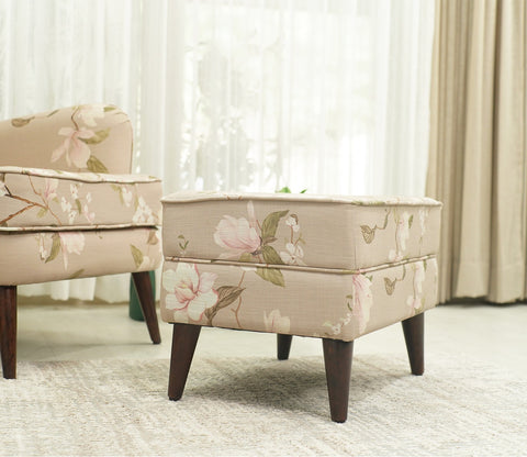 Claudia Ottoman Pouffe (Cotton, Magnolia Beige)