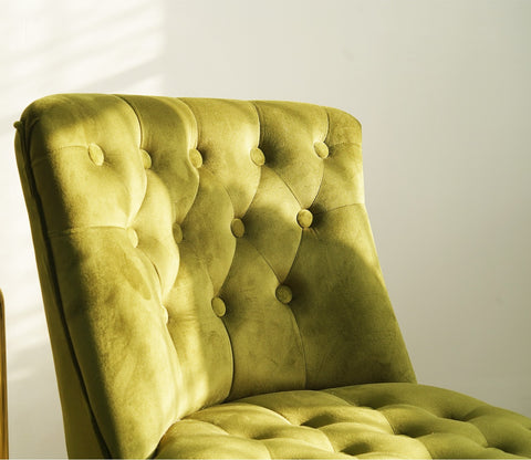 Thrace Lounge Chair (Velvet, Dark Olive Green)