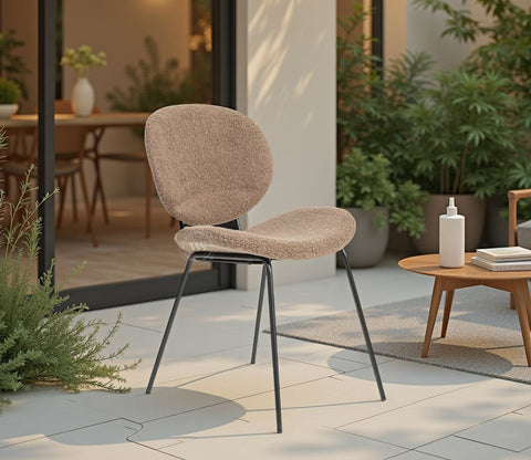 Clouda Modern Upholstered Chair in Boucle Fabric (Brown)