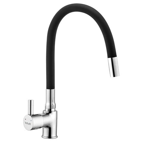 Trueliving Luxuries  Kara Single Lever Table Mount Sink Mixer Faucet with Silicone Black Flexible Spout20 Inches
