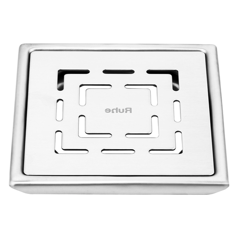 Trueliving_Sapphire Silver Square 304-Grade Floor Drain (5 x 5 Inches)