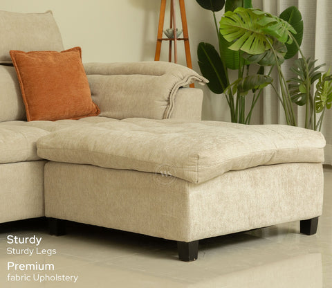 Maribelle Premium Upholstery L shape Fabric Sofa (Beige)